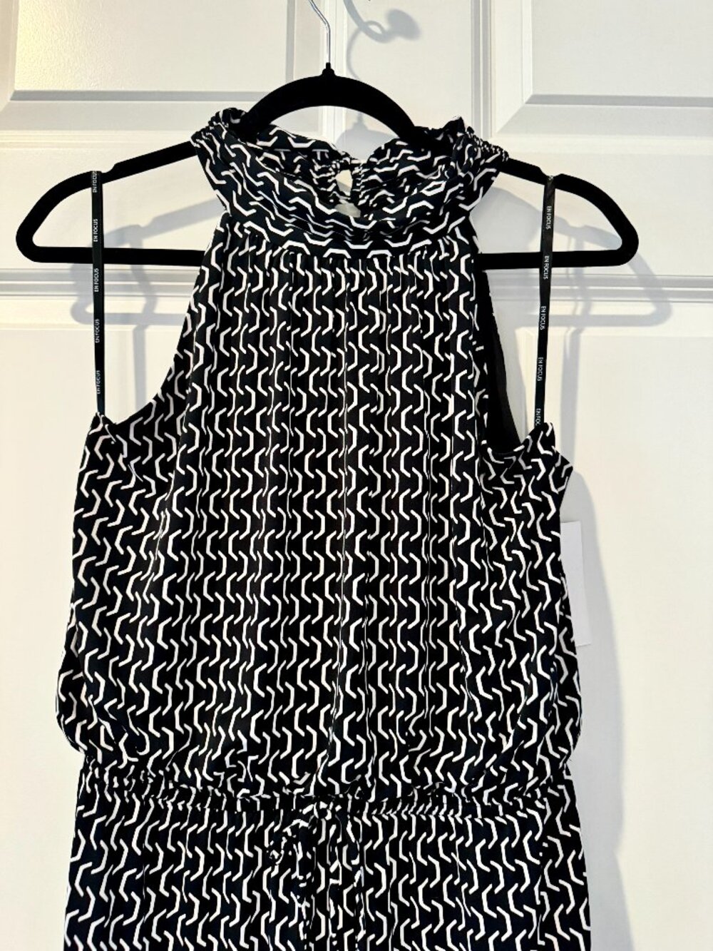 Enfocus Studio NWT Black & White Geometric Halter Jumpsuit - Size 12